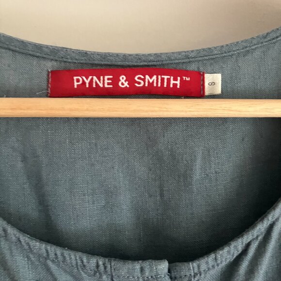 Pyne & Smith Model No.11 Classic Button Up Midi Linen Dress in Salcombe Blue - S - Picture 4 of 4